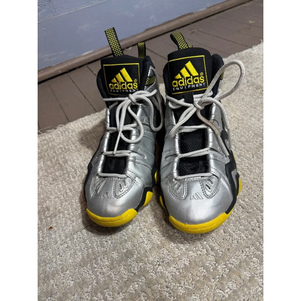 Adidas Equipment KB8 II Mens Basketball Shoes Silver Yellow‎ SZ 6